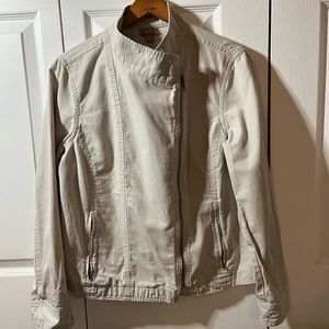J.Jill khaki Moto Jacket Lightweight Asymmetrical Zipper